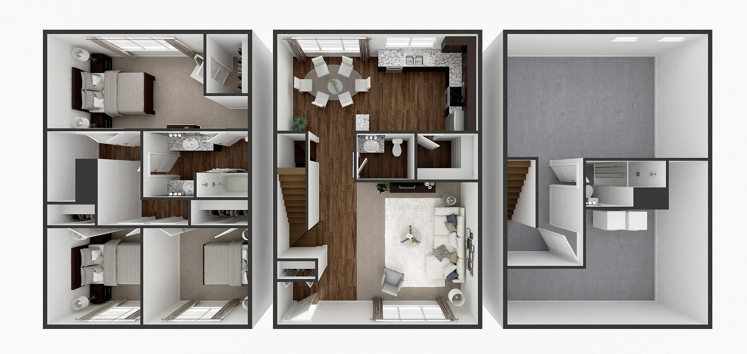 Floor plan for 3 beds, 2.5 baths, 1860 sqft